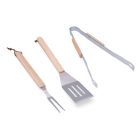 Conjunto de 3 utensilios para barbacoa madera/acero inoxidable