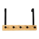 Colgador sobrepuerta de metal negro y madera 38 x 25 cm