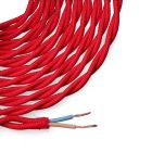 Cable textil trenzado 2x0,75mm rojo 5m