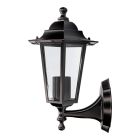 Farol de aluminio y cristal para pared. ip44 e27 60w color negro ø19,5x21x32cm modelo zurich.