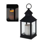 Farol con vela de led negro 10.5x10.5x23cm