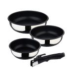 Set 3 sartenes (ø18x6cm/20x6cm/ø24x6,5cm) acero inoxidable click & cook bergner