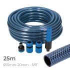 Kit de manguera de jardin blue interior ø15mm. exterior ø20mm (5/8") rollo 25m con accesorios edm