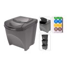 Sistema de 3 cubos de 22 litros reciclaje apilables 392x293x456mm