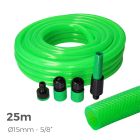 Kit manguera de jardin anti-torsion ø interior 15mm ø exterior 20mm (5/8") - rollo 25m con accesorios edm