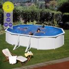 Piscina ovalada de pared de acero con chapa blanca 500 x 300 x 120 cm kit500eco gre