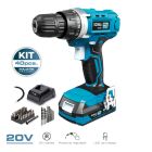 Kit maletin taladro atornillador 20 v con 40 accesorios con batería y cargador