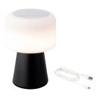 Lámpara led con altavoz para exterior y interior color blanco y negro 22,5cm bluetooth recargable 894415