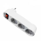 Clavija triple 2p+t tipo f t/tl con interruptor 16a 4,8mm (retractilada) blanco