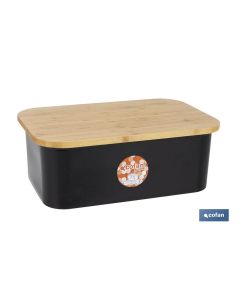 PANERA CON TAPA DE BAMBU COLOR NEGROMADERA 36 X 24 X13 CM COFAN