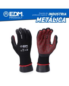 Guante industria metalúrgica nylon/lycra recubierto de nitrilo talla 9 edm