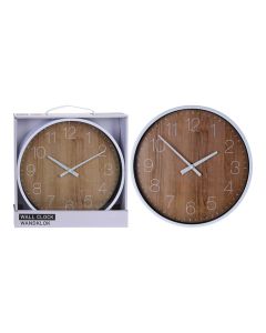 Reloj para pared efecto madera ø25cm.