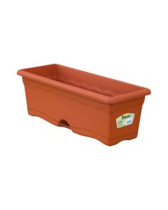 Jardinera con plato integrado color terracota 60x20x17cm 12l