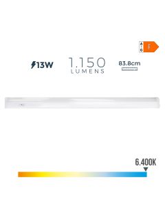 Regleta electronica led 13w 1150lm 6500k luz fria 83,8x3.5x3.8cm edm