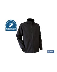 CHAQUETA SOFT SHELL NEGRA LISTER 340gm  TALLA XXXL COFAN