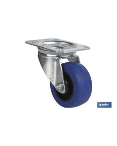 RUEDA GOMA AZUL PLACA Ø125X38MM COFAN