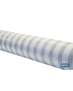 ROLLO DE MANTEL ANTIMANCHAS DE RAYAS BEIGE Y BLANCO 1,40 X 20 M COFAN