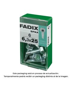 Caja s 6 unid. tornillo rosca chapa hexagonal autot. 6,3x25mm fadix