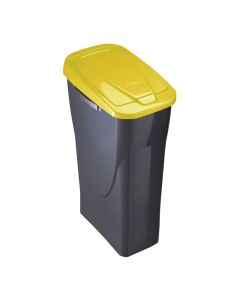 Cubo 15 litros ecobin con tapa color negro/amarillo 20x31x42cm mondex