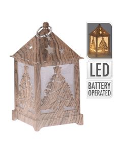 Farol led tallado efecto madera 6,5x6,5x12cm colores/modelos surtidos