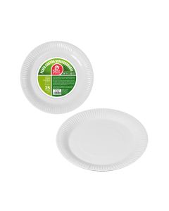 Pack con 25 unid. platos de carton blancos ø23cm best products green