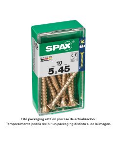 Caja 10 uds. tornillo madera spax cab. plana yellox 5,0x45mm spax