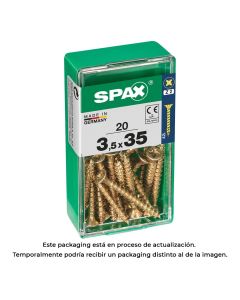 Caja 20 unid. tornillo madera spax cabeza plana yellox 3,5x35mm spax