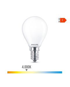 Bombilla esferica led e14 4,3w 470lm 4000k luz dia ø4,5x8,2cm philips