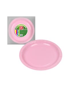 Pack con 10 unid. platos de cartón rosa baby ø20cm best products green