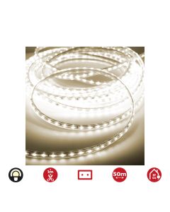 Tira de led 50m. 60 leds/m 4,2w/m blanco calido 3.200k ip44 edm 220-240v (uso interior-exterior)