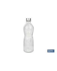 BOTELLA DE VIDRIO TRANSPARENTE TAPÓN ACERO INOXIDABLE 1 L VENTA UNITARIA COFAN