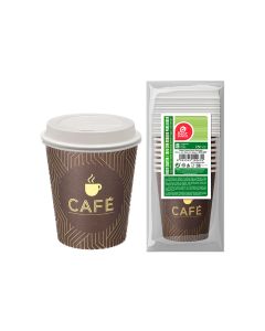 Bolsa con 8 unid. vasos de cafe+tapa con agujero 250cc best products green