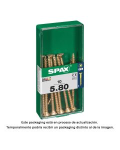 Caja 10 uds. tornillo madera spax cab. plana yellox 5,0x80mm spax