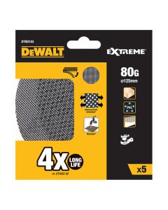 Pack 5 lijas de malla ø125mm grano: 80 para lijadoras rotoorbitales dtm3103-qz dewalt