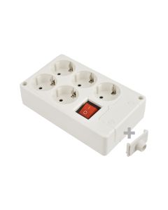 Base multiple 5 tomas t/tl 10/16a 250v blanco + interruptor luminoso solera 8105il