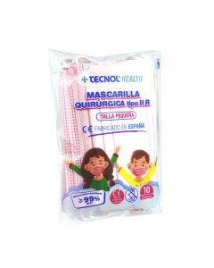 Mascarilla quirúrgica rosa bolsa 10 unidades infantil. tecnol