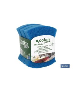 PACK DE 3 ESTROPAJOS AZULES CON ESPONJA COFAN