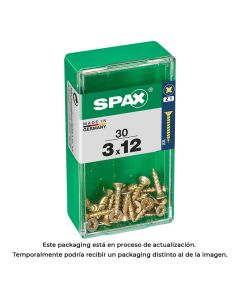 Caja 30 unid. tornillo madera spax cabeza plana yellox 3,0x12mm spax