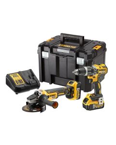 Kit xr 18v taladro percutor + dcg405 amoladora + 2 baterías li-ion 5ah + maletín tstak vi dck2080p2t-qw dewalt