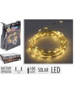 Guirnalda micro led, blanco calido, 100 leds, solar, 7m.