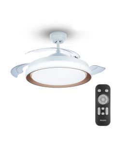 Ventilador de techo de led modelo atlas. color dorado. potencia: 28+35w aspas: ø106cm con mando a distancia philips