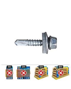 Caja 500 uds. tornillo 7301 punta broca cabeza hexagonal sw8 ø 5,5x32 mm arandela de epdm ø16 cincado