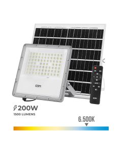 Foco proyector led solar 200w 1500lm 6500k luz fria ip65 edm