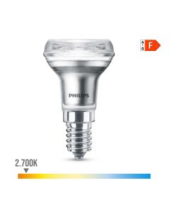 Bombilla reflectora led cla 36d 1,8w r39, 150im e14 2700k. philips