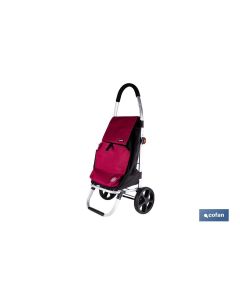 CARRO DE LA COMPRA NEGRO Y GRANATE PLEGABLE DE ALUMINIO CON 2 RUEDAS GRANDES 43 L COFAN