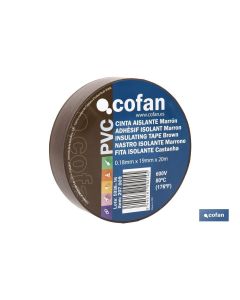 CINTA AISLANTE 180 Micras MARRON 19mmX20 Metros venta unitaria COFAN