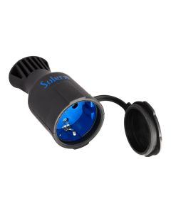 Base móvil bipolar con t/t lateral 2p+t tipo f 16 a 250 v, caucho negro