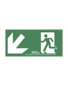 Cartel evacuación abajo izquierda pvc 0,7mm clase b 32x16cm b11141 normaluz