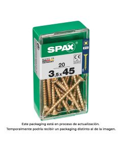 Caja 20 unid. tornillo madera spax cabeza plana yellox 3,5x45mm spax