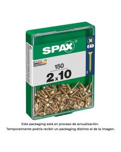 Caja 150 unid. tornillo madera spax cabeza plana yellox 2,0x10mm spax